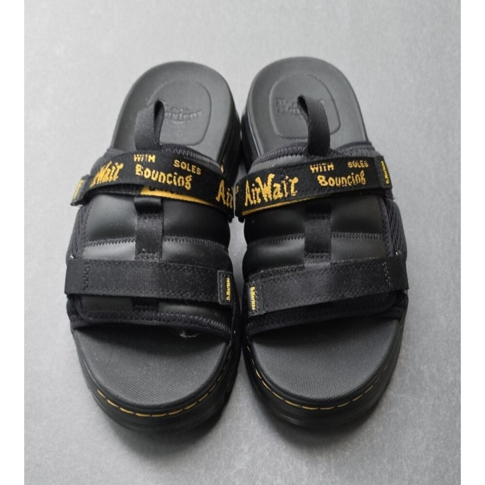 Dr Martens Sandals UK 9 Black Canvas Webbing Platform Slip On Tech US 11 EU 43